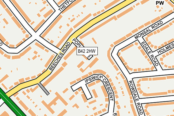 B42 2HW map - OS OpenMap – Local (Ordnance Survey)