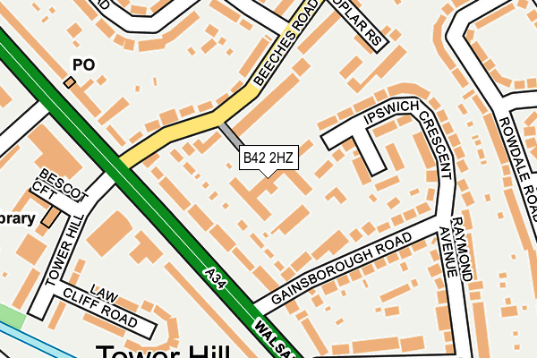 B42 2HZ map - OS OpenMap – Local (Ordnance Survey)