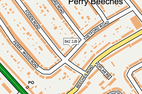 B42 2JB map - OS OpenMap – Local (Ordnance Survey)