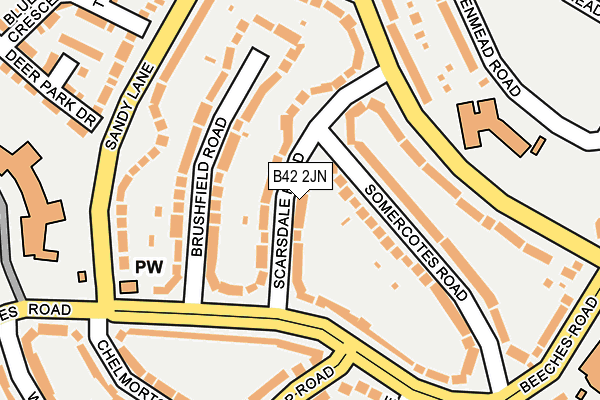 B42 2JN map - OS OpenMap – Local (Ordnance Survey)