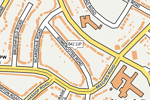 B42 2JP map - OS OpenMap – Local (Ordnance Survey)