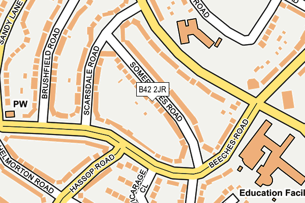 B42 2JR map - OS OpenMap – Local (Ordnance Survey)