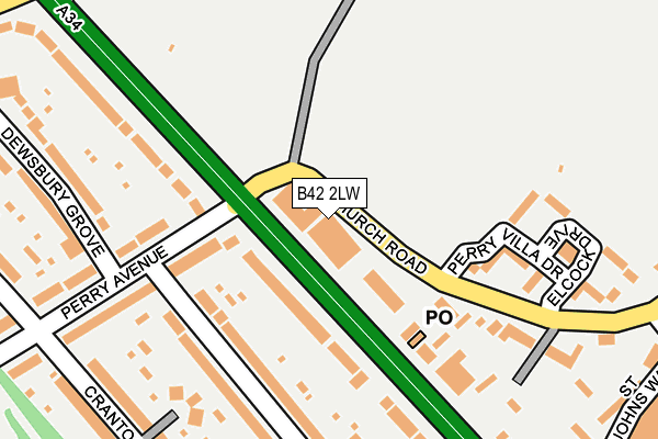 B42 2LW map - OS OpenMap – Local (Ordnance Survey)
