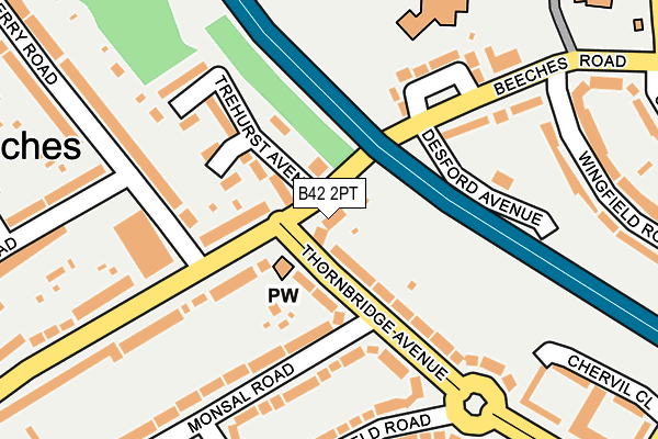 B42 2PT map - OS OpenMap – Local (Ordnance Survey)