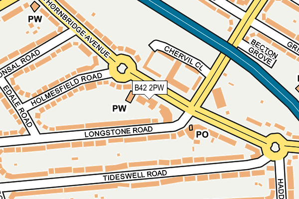 B42 2PW map - OS OpenMap – Local (Ordnance Survey)