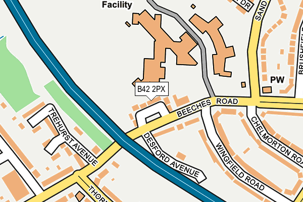B42 2PX map - OS OpenMap – Local (Ordnance Survey)