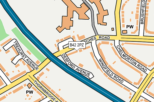 B42 2PZ map - OS OpenMap – Local (Ordnance Survey)