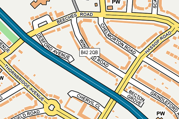 B42 2QB map - OS OpenMap – Local (Ordnance Survey)