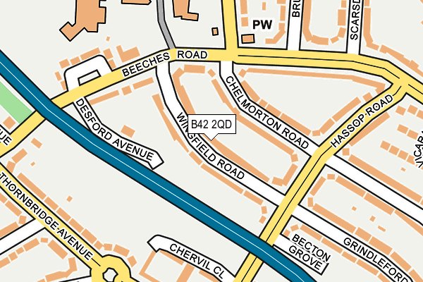 B42 2QD map - OS OpenMap – Local (Ordnance Survey)