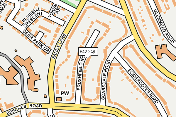 B42 2QL map - OS OpenMap – Local (Ordnance Survey)