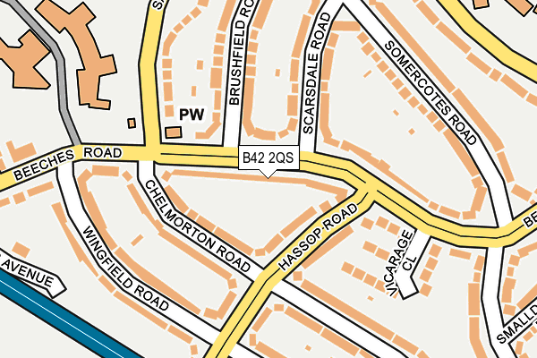 B42 2QS map - OS OpenMap – Local (Ordnance Survey)