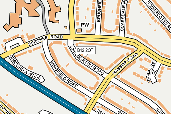 B42 2QT map - OS OpenMap – Local (Ordnance Survey)