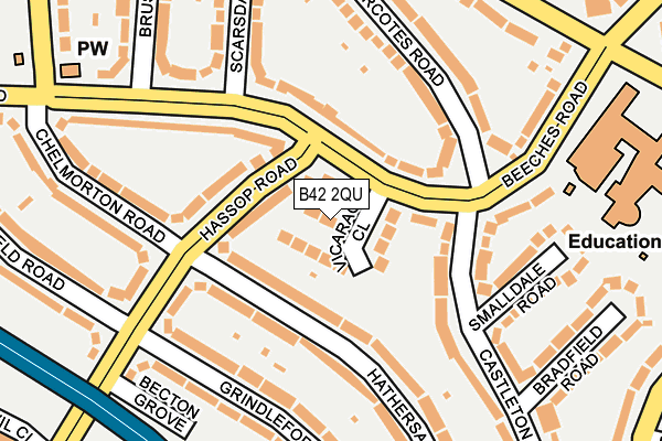 B42 2QU map - OS OpenMap – Local (Ordnance Survey)