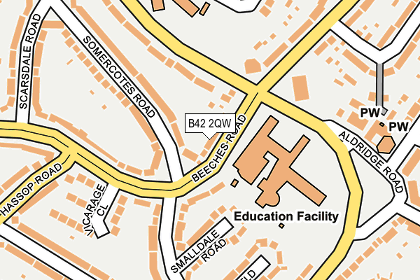 B42 2QW map - OS OpenMap – Local (Ordnance Survey)