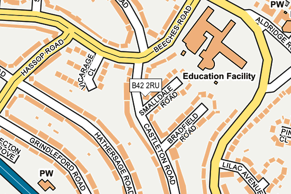 B42 2RU map - OS OpenMap – Local (Ordnance Survey)