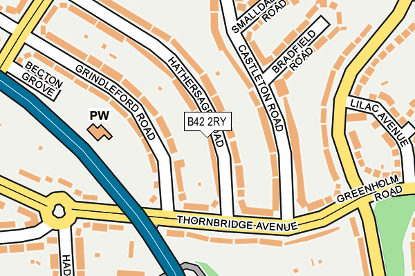 B42 2RY map - OS OpenMap – Local (Ordnance Survey)