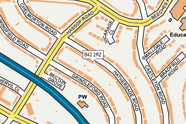 B42 2RZ map - OS OpenMap – Local (Ordnance Survey)