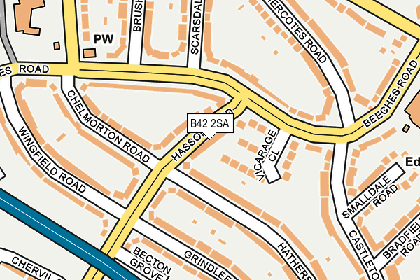 B42 2SA map - OS OpenMap – Local (Ordnance Survey)