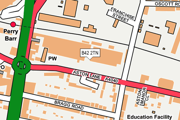 B42 2TN map - OS OpenMap – Local (Ordnance Survey)