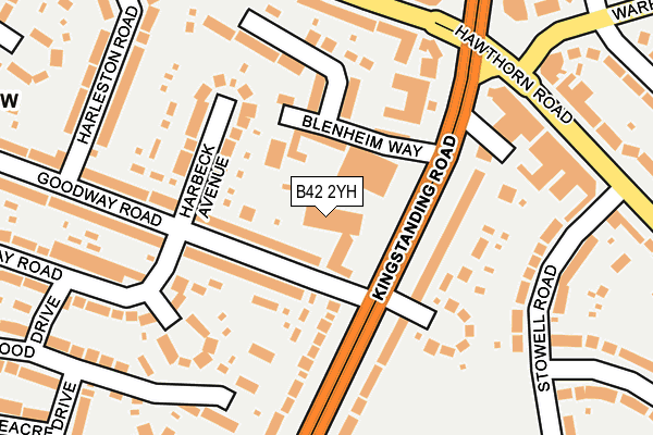 B42 2YH map - OS OpenMap – Local (Ordnance Survey)