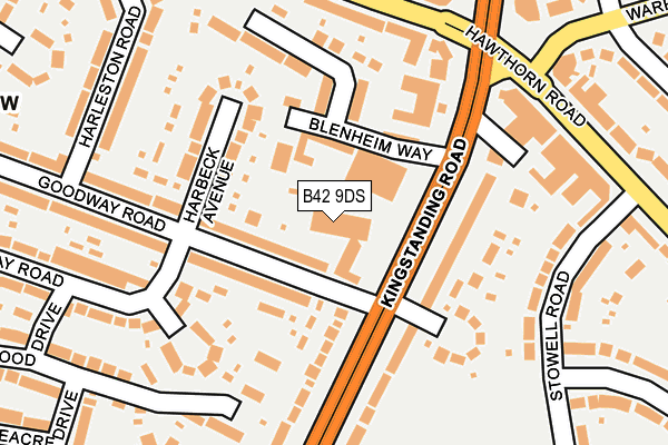 B42 9DS map - OS OpenMap – Local (Ordnance Survey)