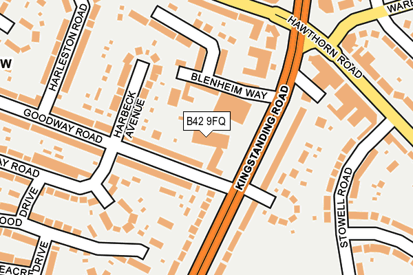 B42 9FQ map - OS OpenMap – Local (Ordnance Survey)