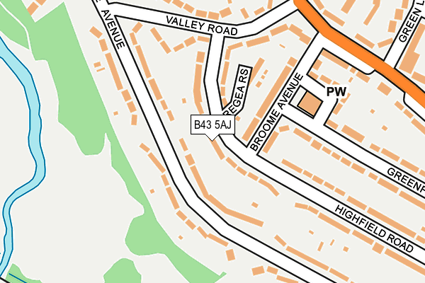 B43 5AJ map - OS OpenMap – Local (Ordnance Survey)