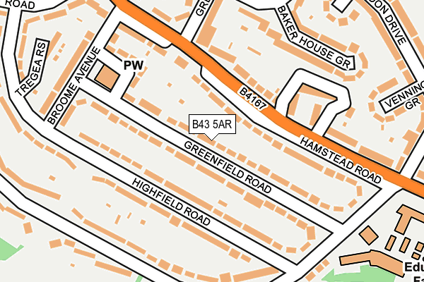 B43 5AR map - OS OpenMap – Local (Ordnance Survey)