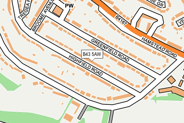 B43 5AW map - OS OpenMap – Local (Ordnance Survey)