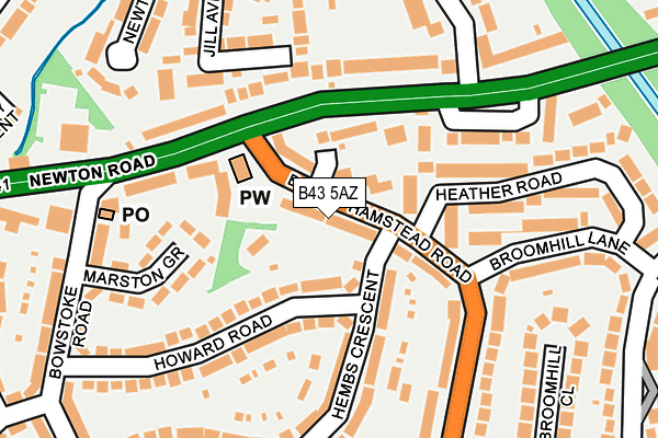 B43 5AZ map - OS OpenMap – Local (Ordnance Survey)