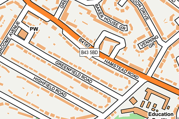 B43 5BD map - OS OpenMap – Local (Ordnance Survey)