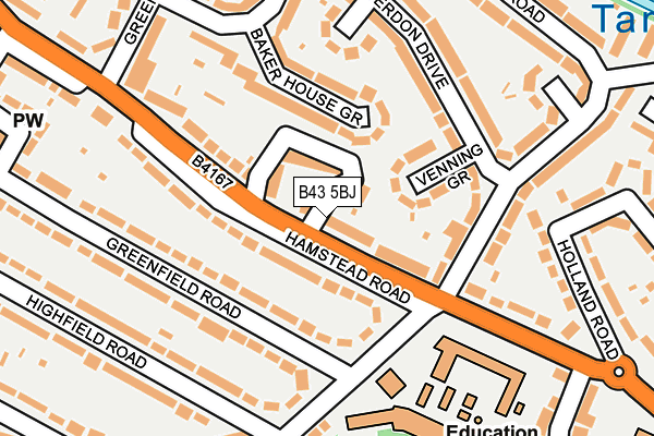 B43 5BJ map - OS OpenMap – Local (Ordnance Survey)
