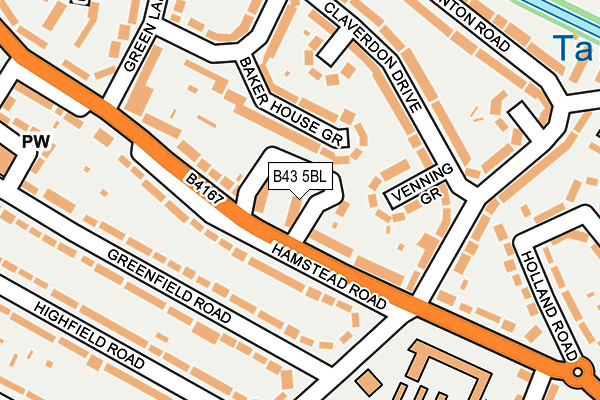 B43 5BL map - OS OpenMap – Local (Ordnance Survey)