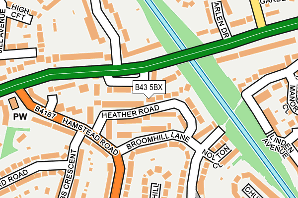 B43 5BX map - OS OpenMap – Local (Ordnance Survey)