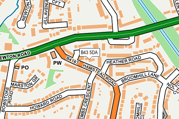 B43 5DA map - OS OpenMap – Local (Ordnance Survey)