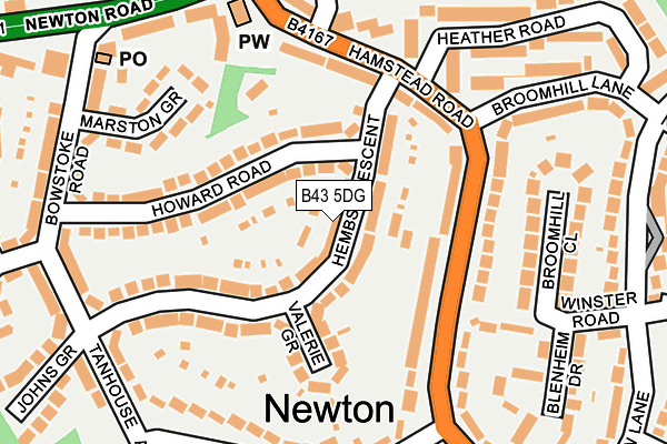 B43 5DG map - OS OpenMap – Local (Ordnance Survey)