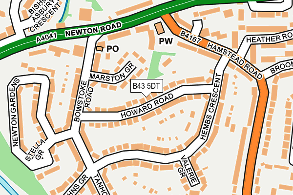 B43 5DT map - OS OpenMap – Local (Ordnance Survey)