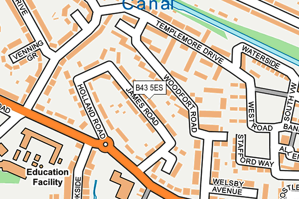 B43 5ES map - OS OpenMap – Local (Ordnance Survey)