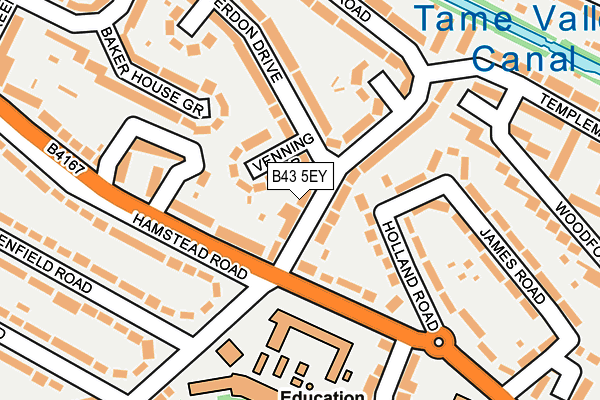 B43 5EY map - OS OpenMap – Local (Ordnance Survey)