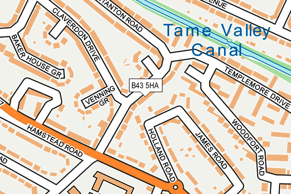 B43 5HA map - OS OpenMap – Local (Ordnance Survey)