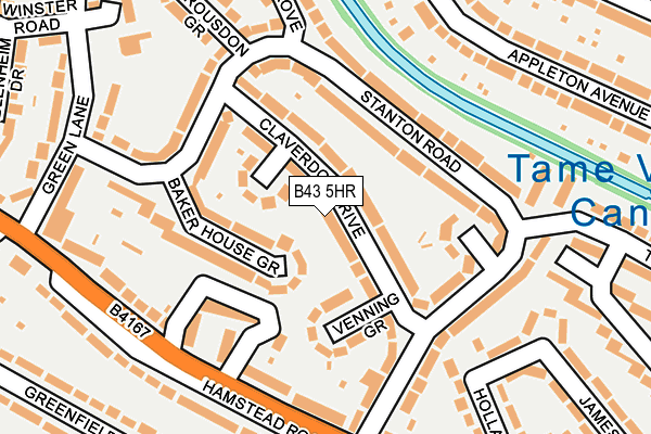 B43 5HR map - OS OpenMap – Local (Ordnance Survey)