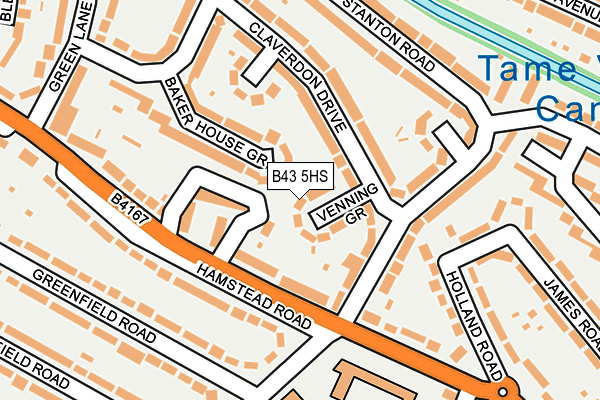 B43 5HS map - OS OpenMap – Local (Ordnance Survey)