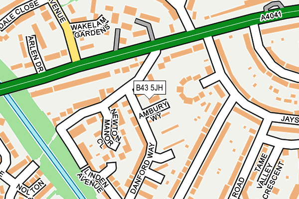 B43 5JH map - OS OpenMap – Local (Ordnance Survey)