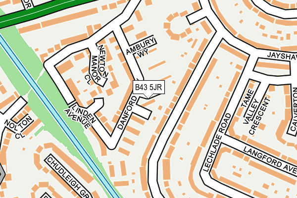 B43 5JR map - OS OpenMap – Local (Ordnance Survey)