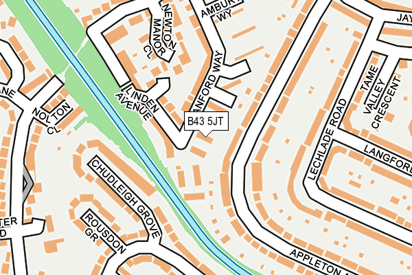 B43 5JT map - OS OpenMap – Local (Ordnance Survey)