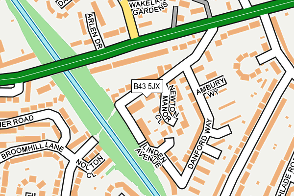 B43 5JX map - OS OpenMap – Local (Ordnance Survey)