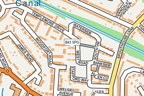 B43 5PG map - OS OpenMap – Local (Ordnance Survey)