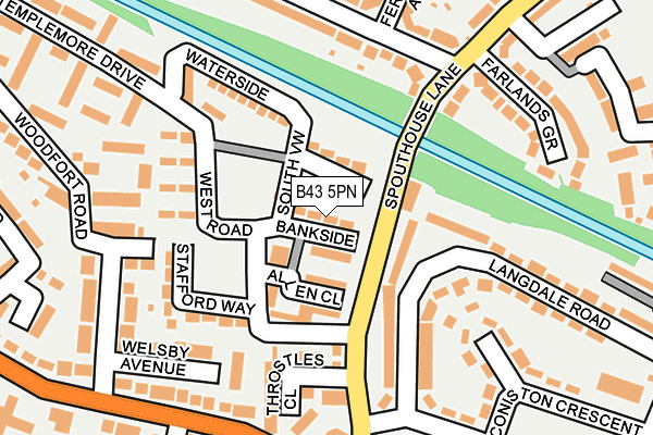 B43 5PN map - OS OpenMap – Local (Ordnance Survey)