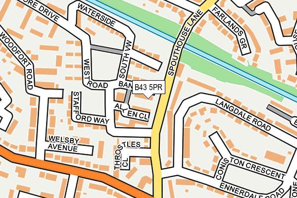 B43 5PR map - OS OpenMap – Local (Ordnance Survey)