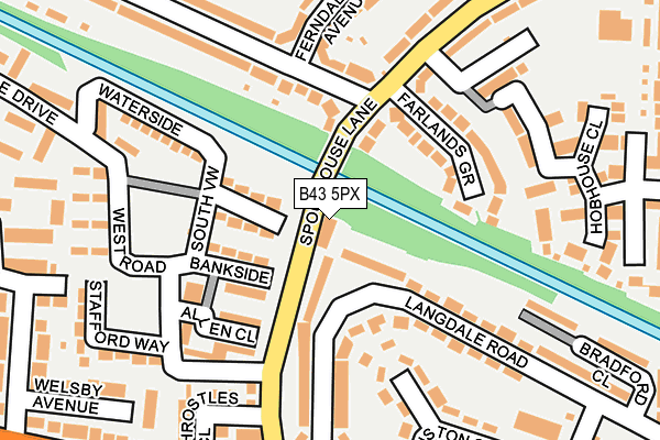 B43 5PX map - OS OpenMap – Local (Ordnance Survey)